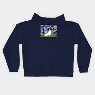 Starry Night with a Black and White Papillon Kids Hoodie